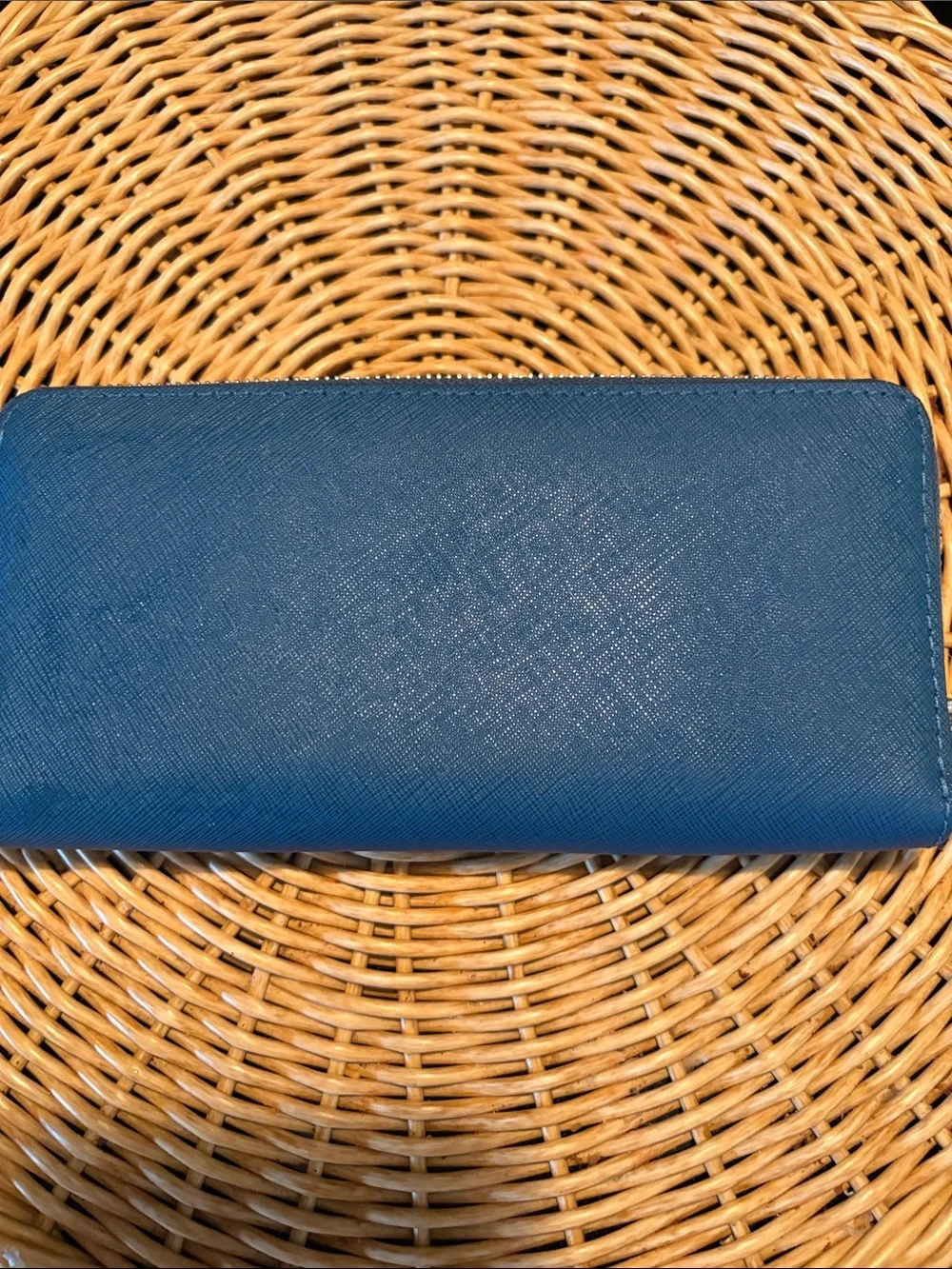 Michael Kors Continental Zip Wallet in Navy.  Silver hardware.